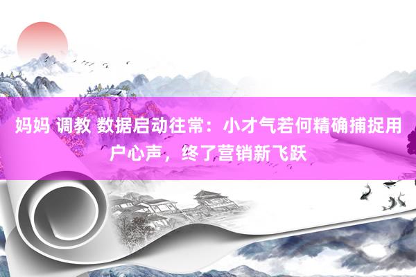 妈妈 调教 数据启动往常：小才气若何精确捕捉用户心声，终了营销新飞跃